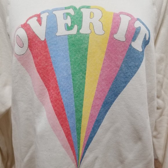 Wildfox sweatshirt Small Over It rainbow diamond graphic slogan pullover lounge - Picture 5 of 15